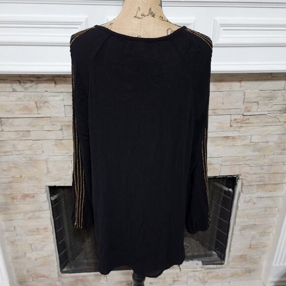 Lane Bryant black boho gold trimmed blouse plus size 18 20 2X new!! - Picture 5 of 8